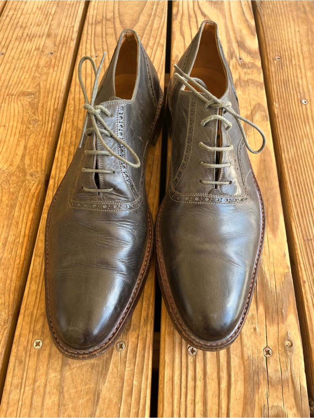 Men's Leather Oxford Dress Shoes Grey/Charcoal Black EU Size 47 US 14